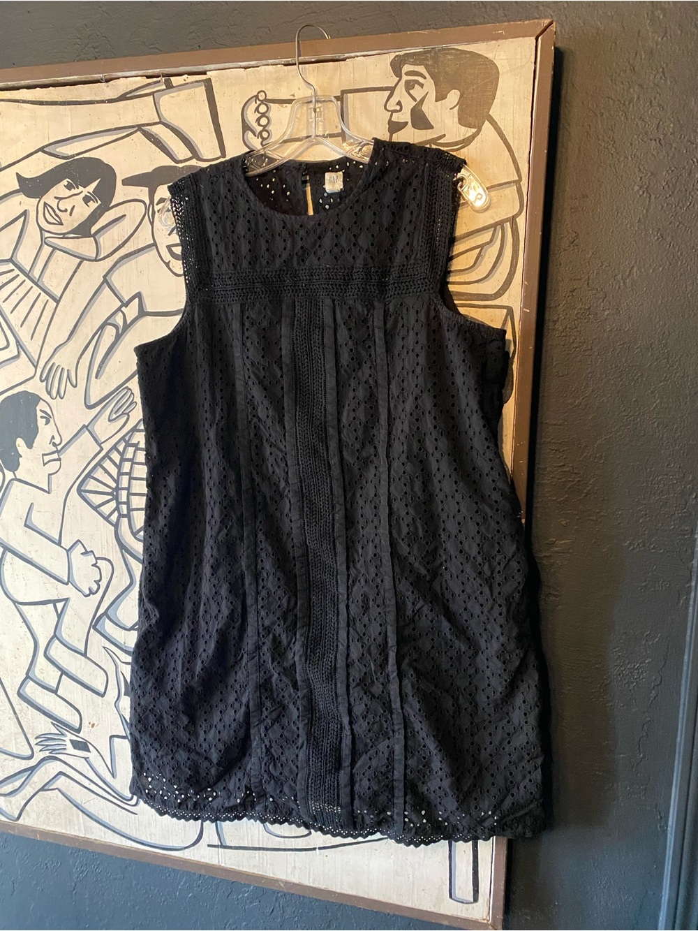 GAP Black Eyelet Sleeveless Shift Dress